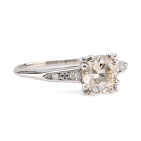 Mid-Century GIA 1.33 Carat Round Brilliant Diamond Platinum Engagement Ring