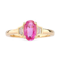 GIA 1.07 Carat Burma No Heat Pink Sapphire Diamond 18K Yellow Gold Ring