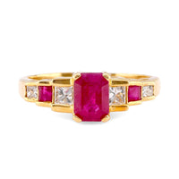 Vintage Ruby Diamond 14K Yellow Gold Ring