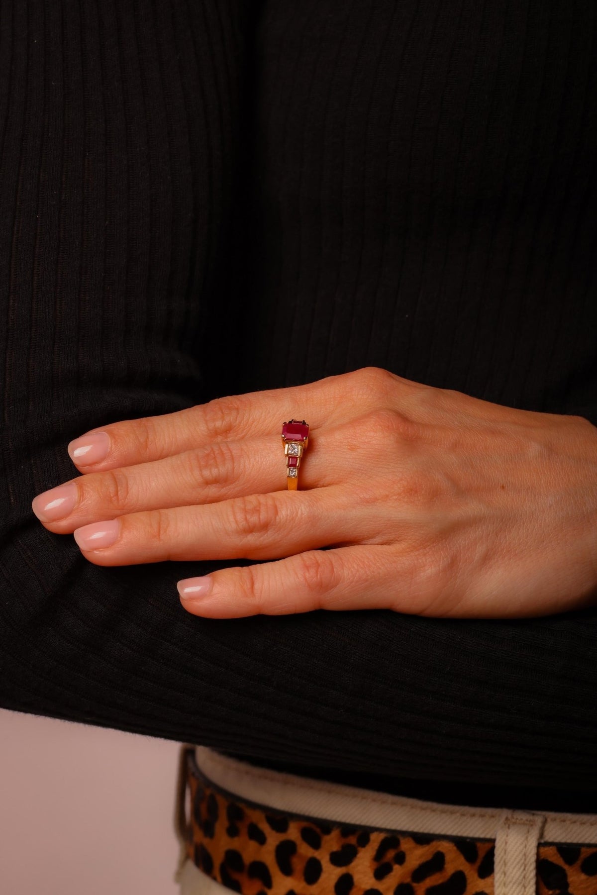 Vintage Ruby Diamond 14K Yellow Gold Ring