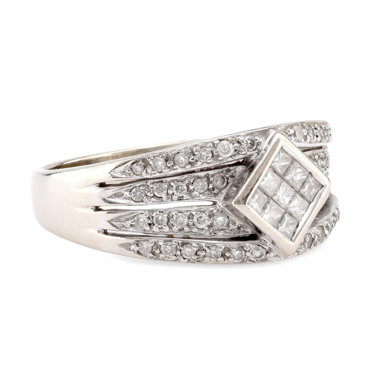 Modern Diamond 14K White Gold Ring