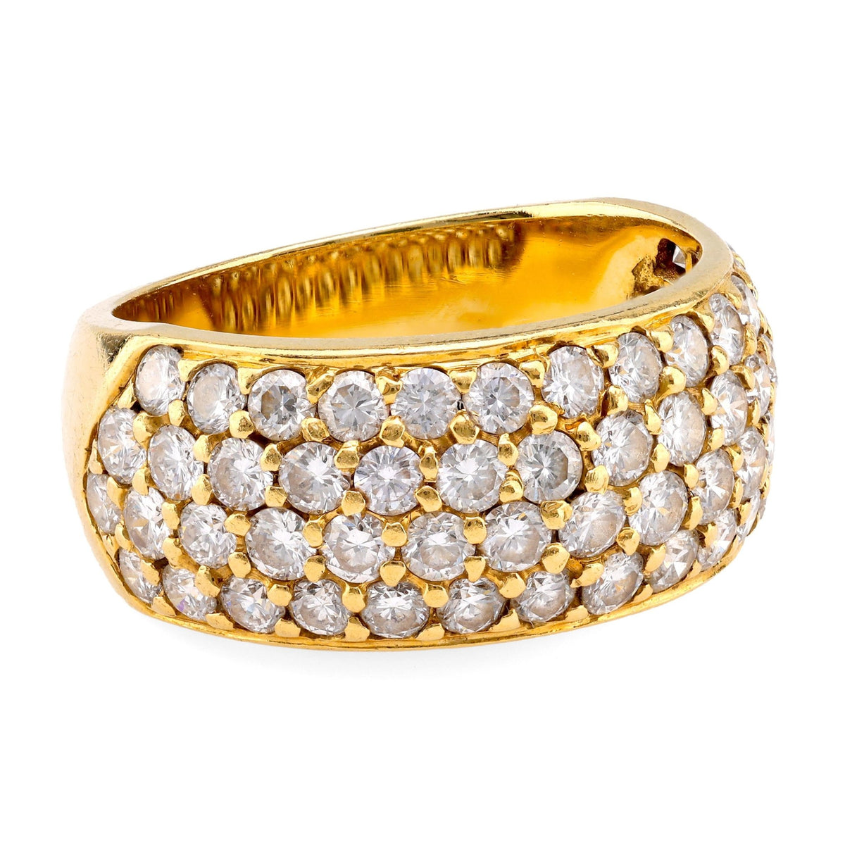 Modern Diamond 18K Yellow Gold Band Ring