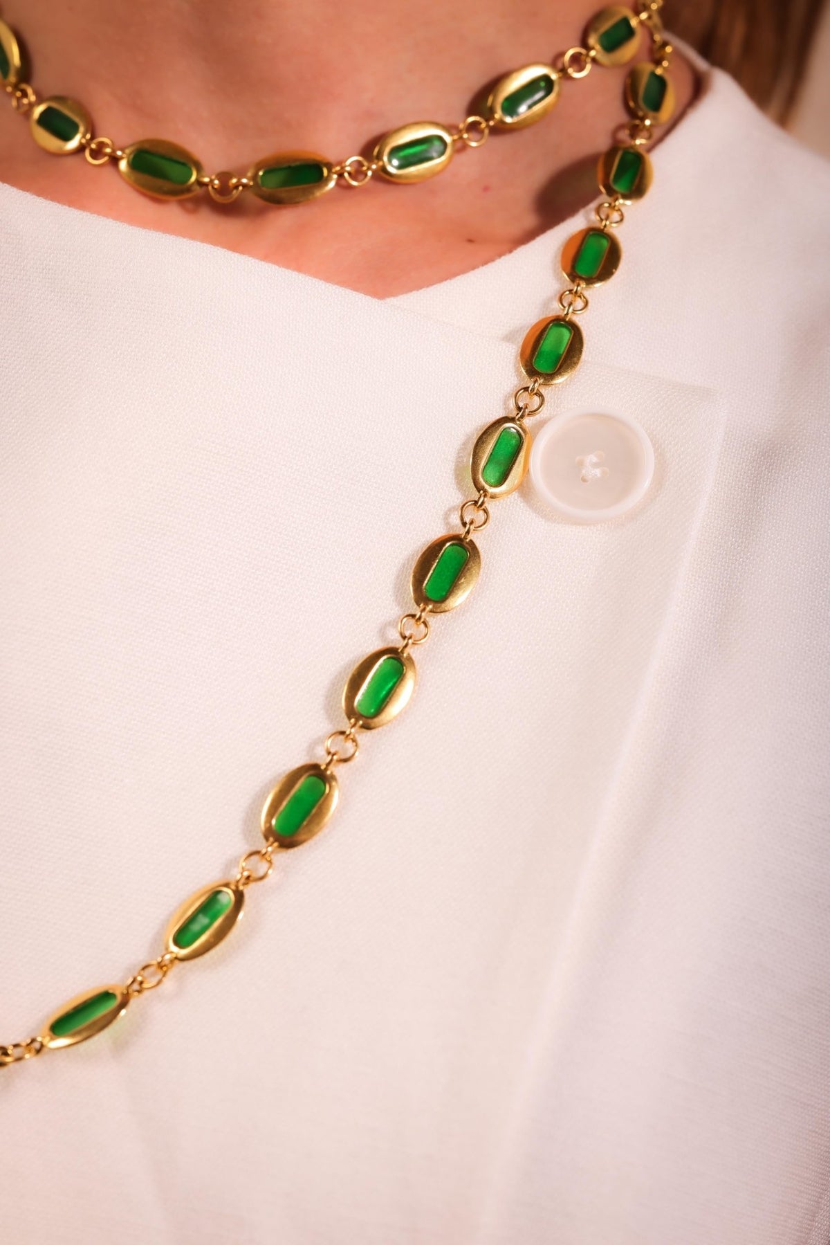 Vintage Chaumet 18K Yellow Gold Enamel Necklace