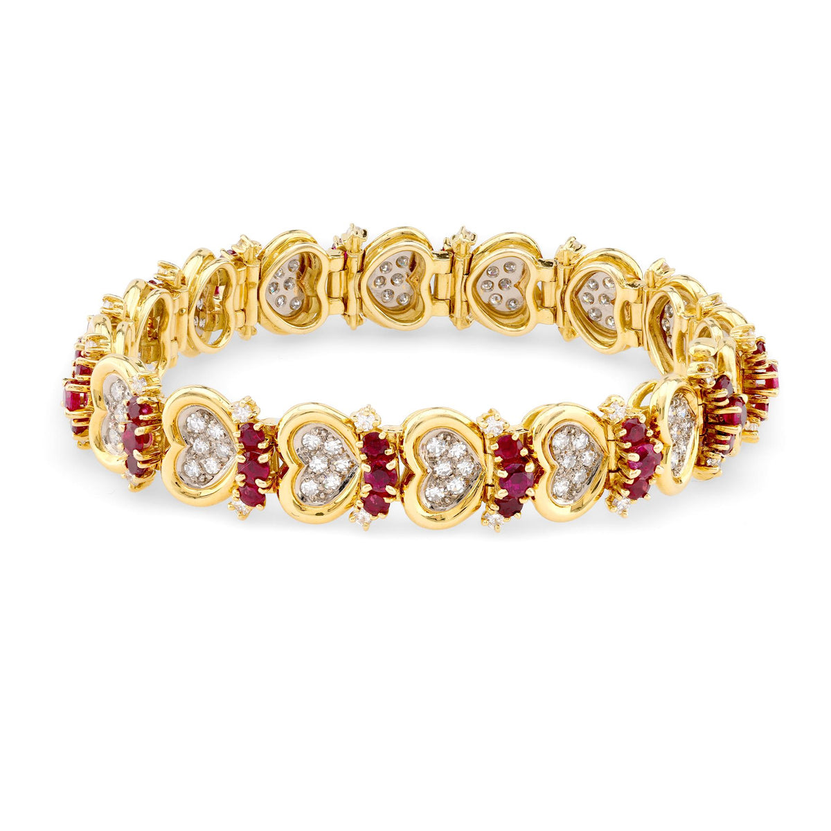 Vintage Meister Ruby Diamond 18K Yellow White Gold Bracelet