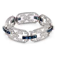 Art Deco French Sapphire Diamond Platinum Bracelet