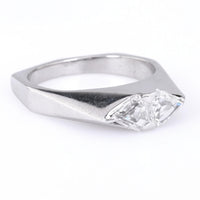 French Diamond Platinum and White Gold Geometric Ring