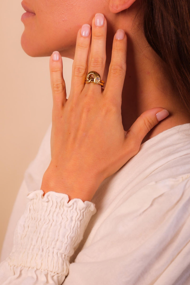 Victorian French Diamond 18K Yellow Gold Snake Ring