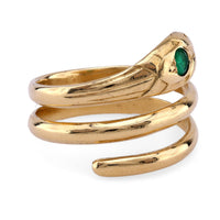 French Victorian Emerald 18K Yellow Gold Snake Ring