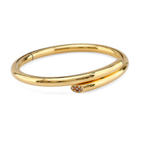 Vintage French Diamond 18K Yellow Gold and Silver Bangle