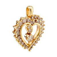 Vintage Diamond 14K Yellow Gold Heart Pendant