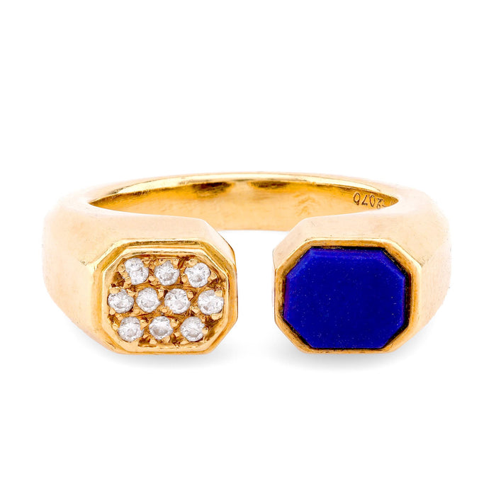 Vintage Cartier Paris Lapis Lazuli Diamond 18K Yellow Gold Ring