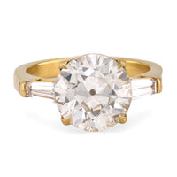 Vintage GIA 2.89 Carat Circular Brilliant Cut Diamond 18K Yellow Gold Ring