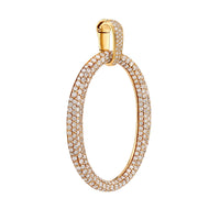 Vintage Ovale 2.5 Carat Diamond 18K Yellow Gold Pave Pendant