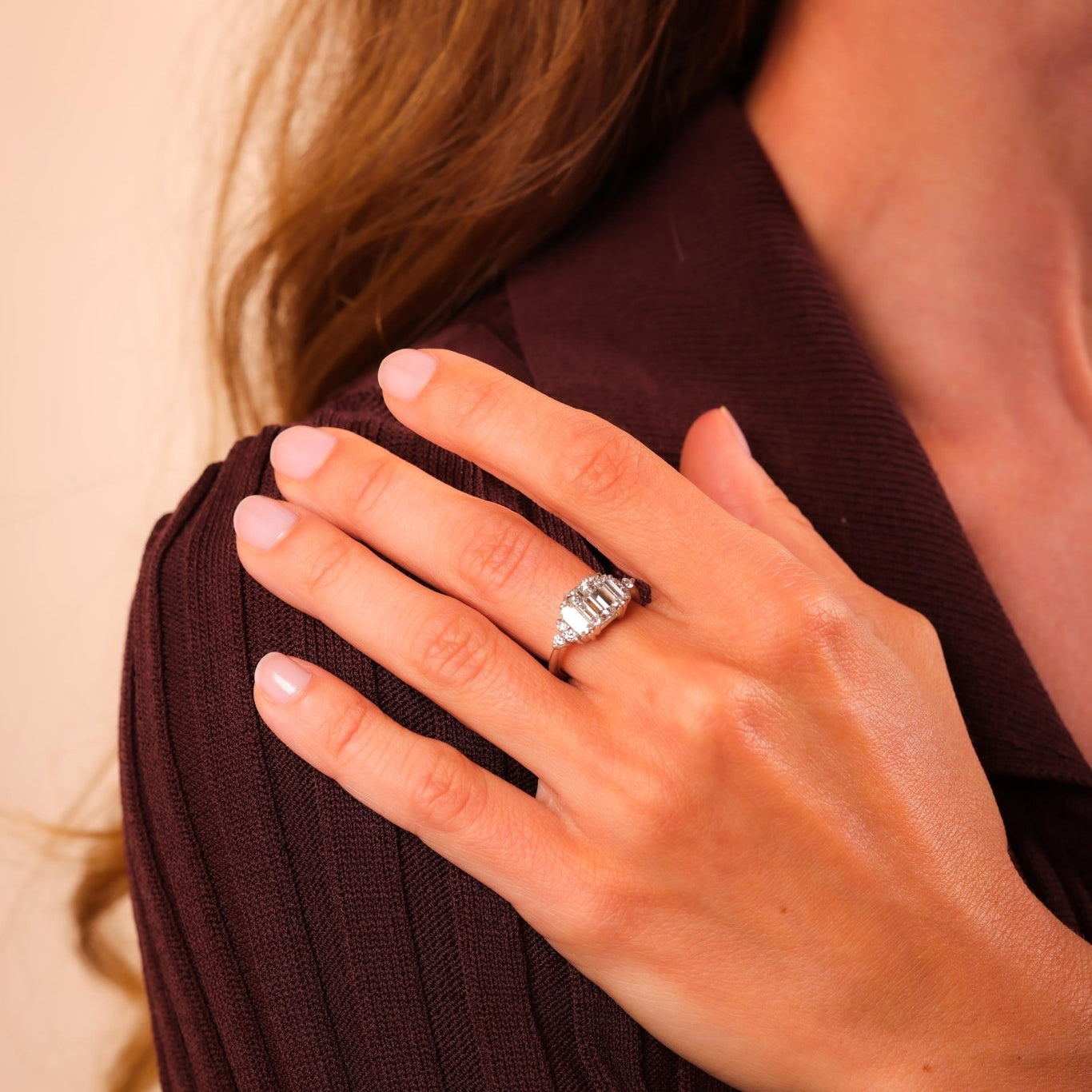 Vintage GIA 1.51 Carat Emerald Cut Diamond Platinum Engagement Ring