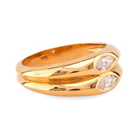 Vintage Diamond 18K Yellow Gold Dual Layer Ring