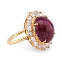 Vintage GIA 9.5 Carat Burma No Heat Ruby Diamond 18K Yellow Gold Ring