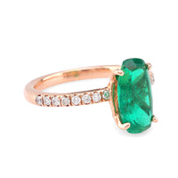 Vintage 1.71 Carat Oval Cut Emerald Diamond 14K Rose Gold Engagement Ring