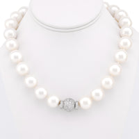 Vintage Large South Sea Pearl Diamond Platinum Necklace