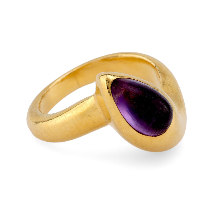 Bvlgari Cabochon Amethyst 18K Yellow Gold Solitaire Ring