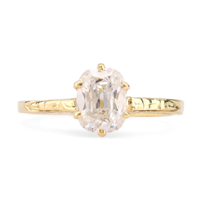 Antique GIA .80 Carat Cushion Cut Diamond 14K Yellow Gold Engagement Ring