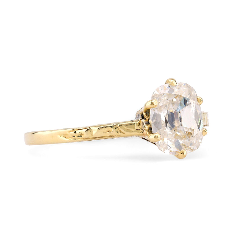 Antique GIA .80 Carat Cushion Cut Diamond 14K Yellow Gold Engagement Ring