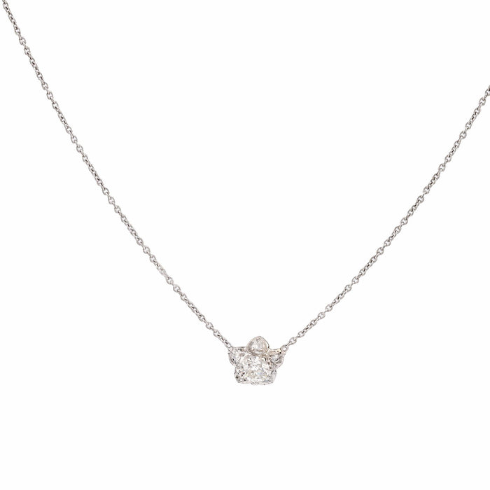 Antique Style .35 Carat Diamond Platinum Flower Necklace