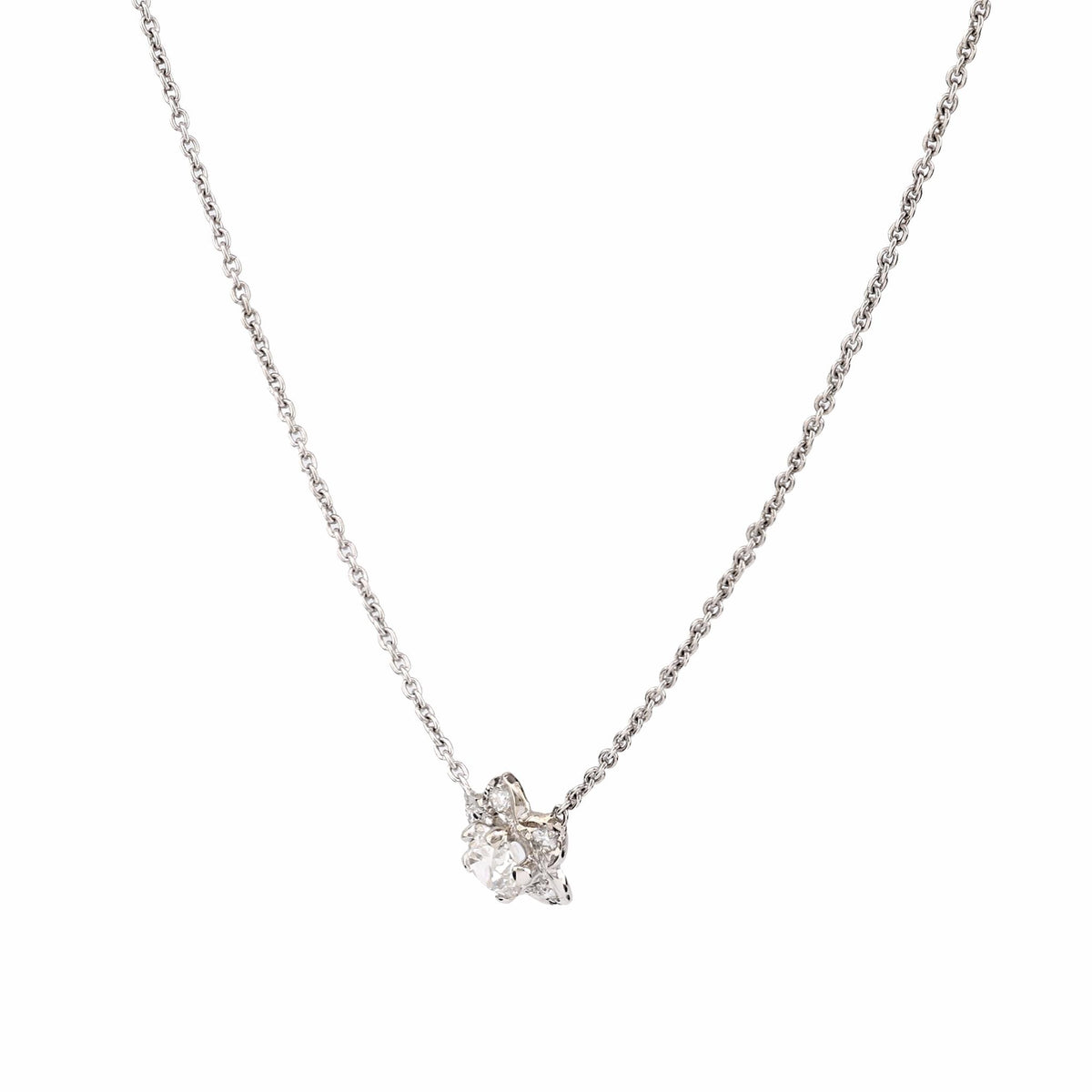 Antique Style .35 Carat Diamond Platinum Flower Necklace