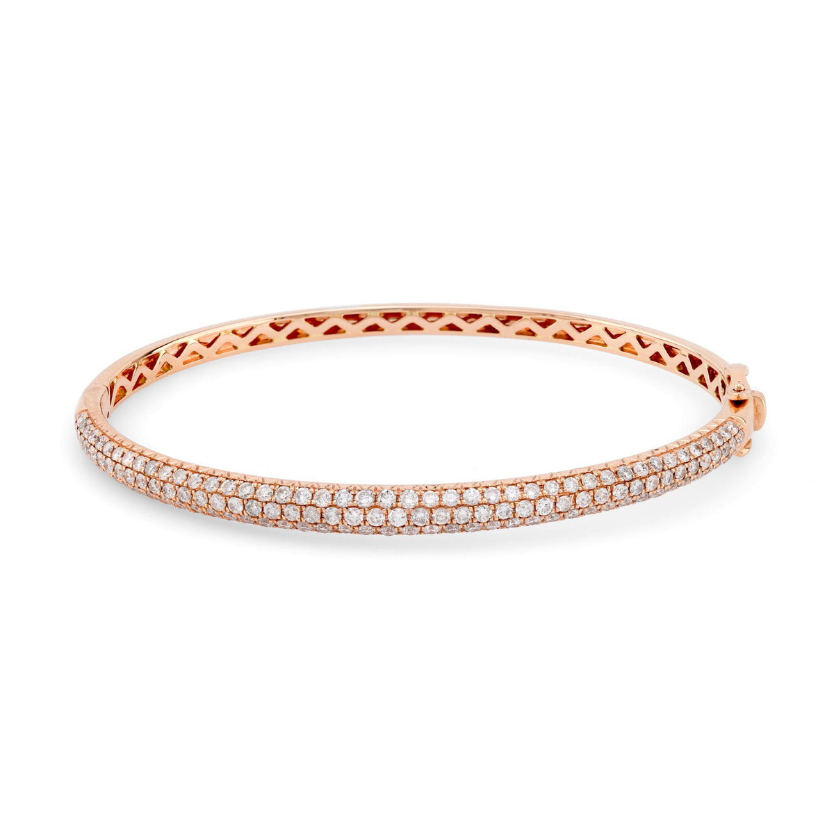 Modern 2.17 Carat Total Weight Diamond 14K Rose Gold Bangle