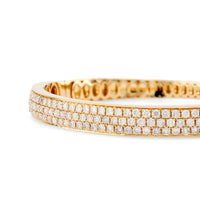 Modern 3.67 Carat Total Diamond Weight 14K Yellow Gold Bangle