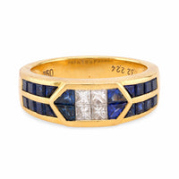 Vintage 2.24 Carat Sapphire Diamond 18K Yellow Gold Band