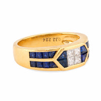 Vintage 2.24 Carat Sapphire Diamond 18K Yellow Gold Band