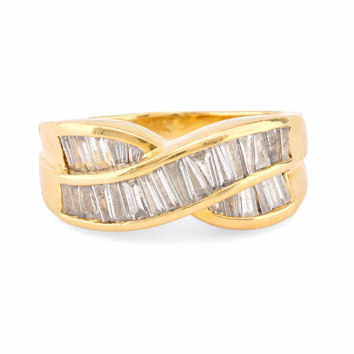 Vintage 1.20 Carat Baguette Cut Diamond 18K Yellow Gold Band