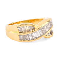 Vintage 1.20 Carat Baguette Cut Diamond 18K Yellow Gold Band