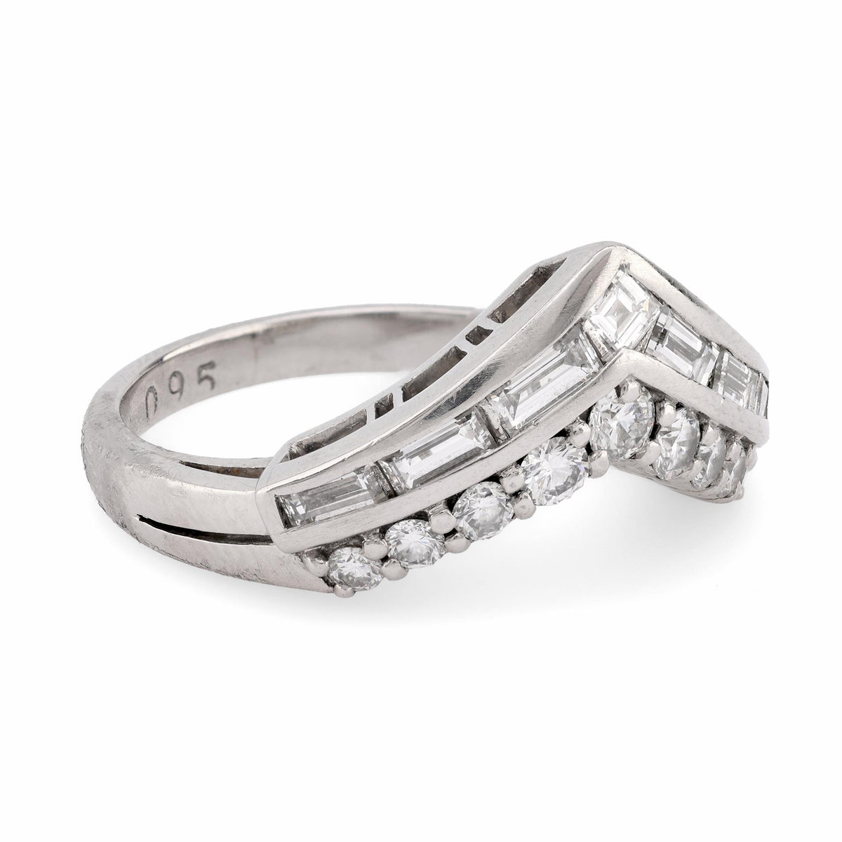 Modern Diamond Platinum Chevron Band