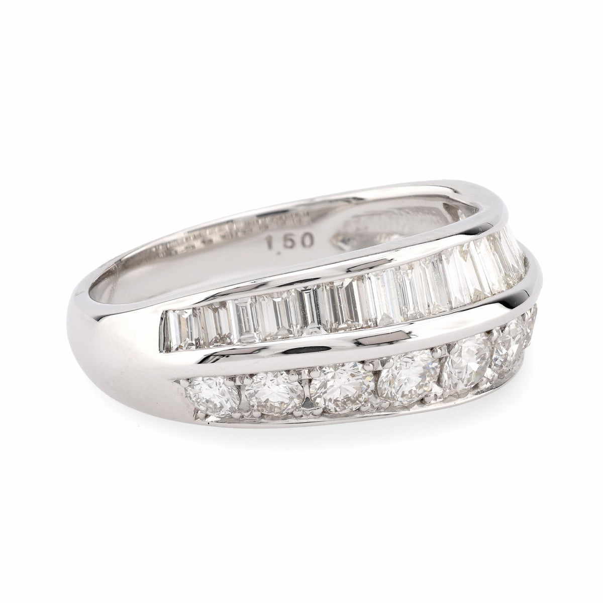 Modern 1.5 Carat Diamond Platinum Two Row Band