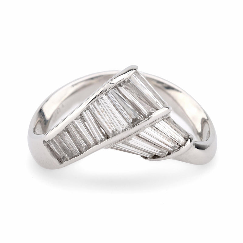 Modern 1.01 Carat Baguette Cut Diamond Platinum Ring