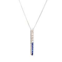 Art Deco Old Mine Cut Diamond Sapphire Platinum Necklace