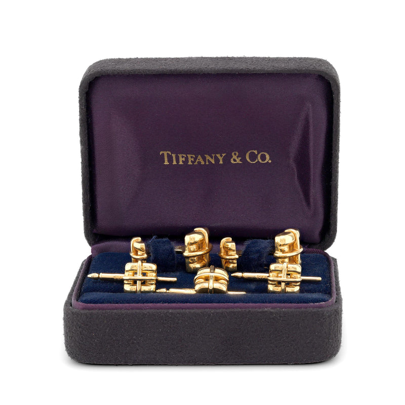 Tiffany & Co. Italy 18K Yellow Gold Biscayne Square Cufflinks