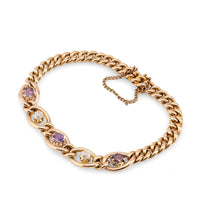 Victorian Purple Sapphire Diamond 15K Yellow Gold Bracelet