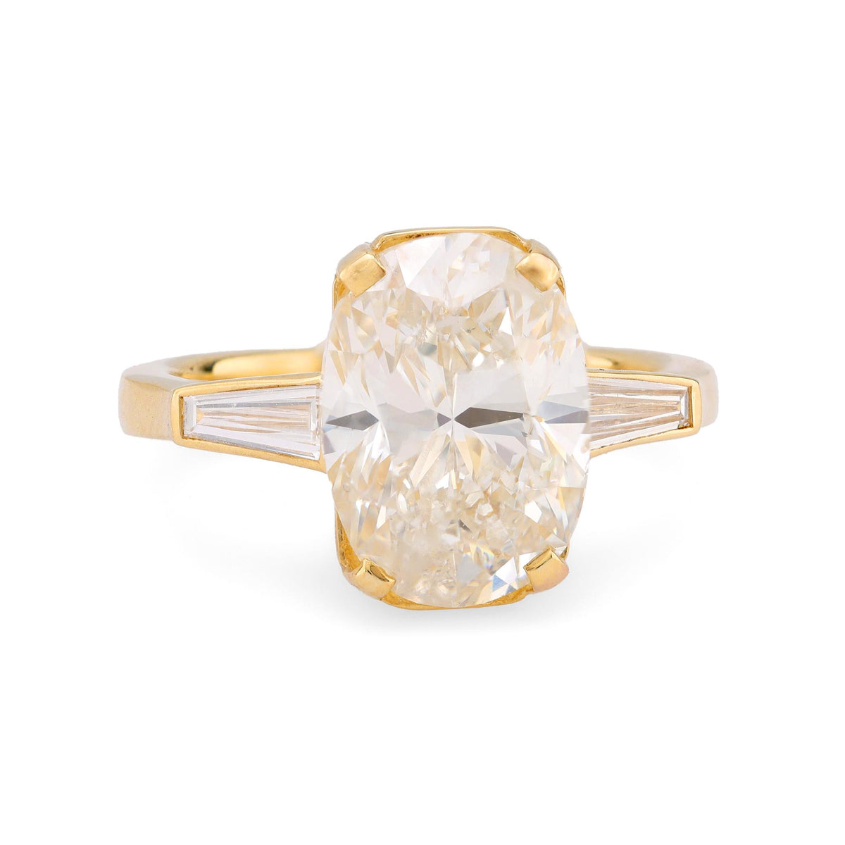 GIA 5.03 carat oval cut diamond 18k yellow gold engagement ring