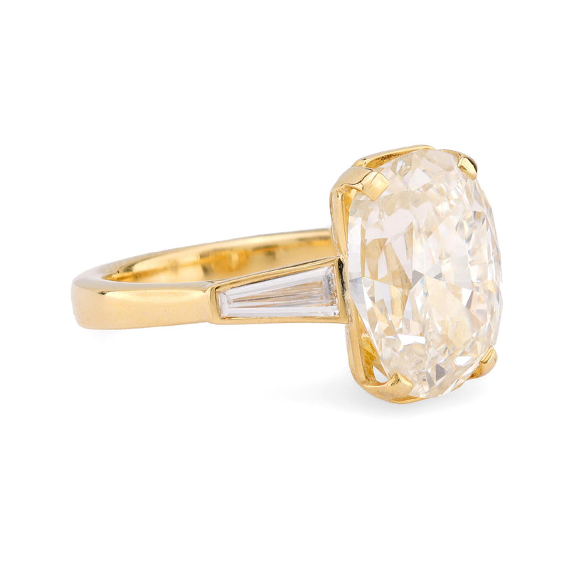 GIA 5.03 carat oval cut diamond 18k yellow gold engagement ring