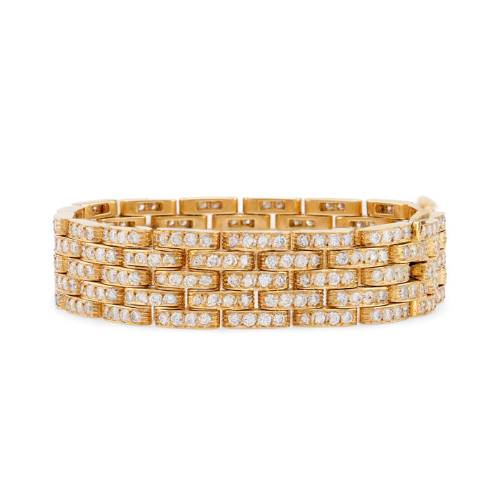 Cartier French 13.5 Carat Diamond 18K Yellow Gold Maillon Panthére 5Row Bracelet