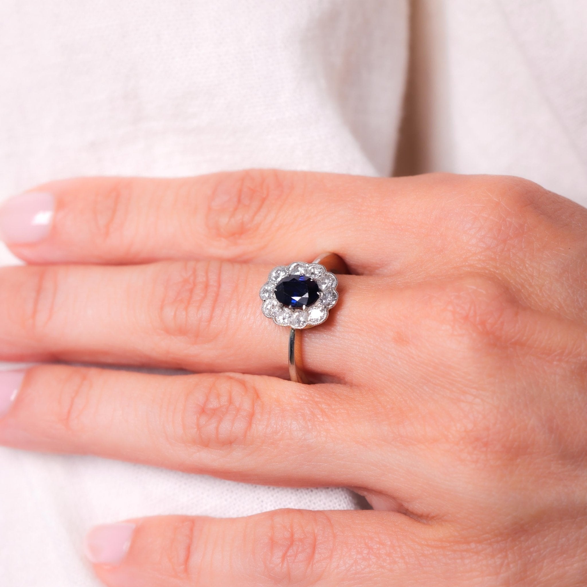 Diamond and cheapest sapphire cluster ring