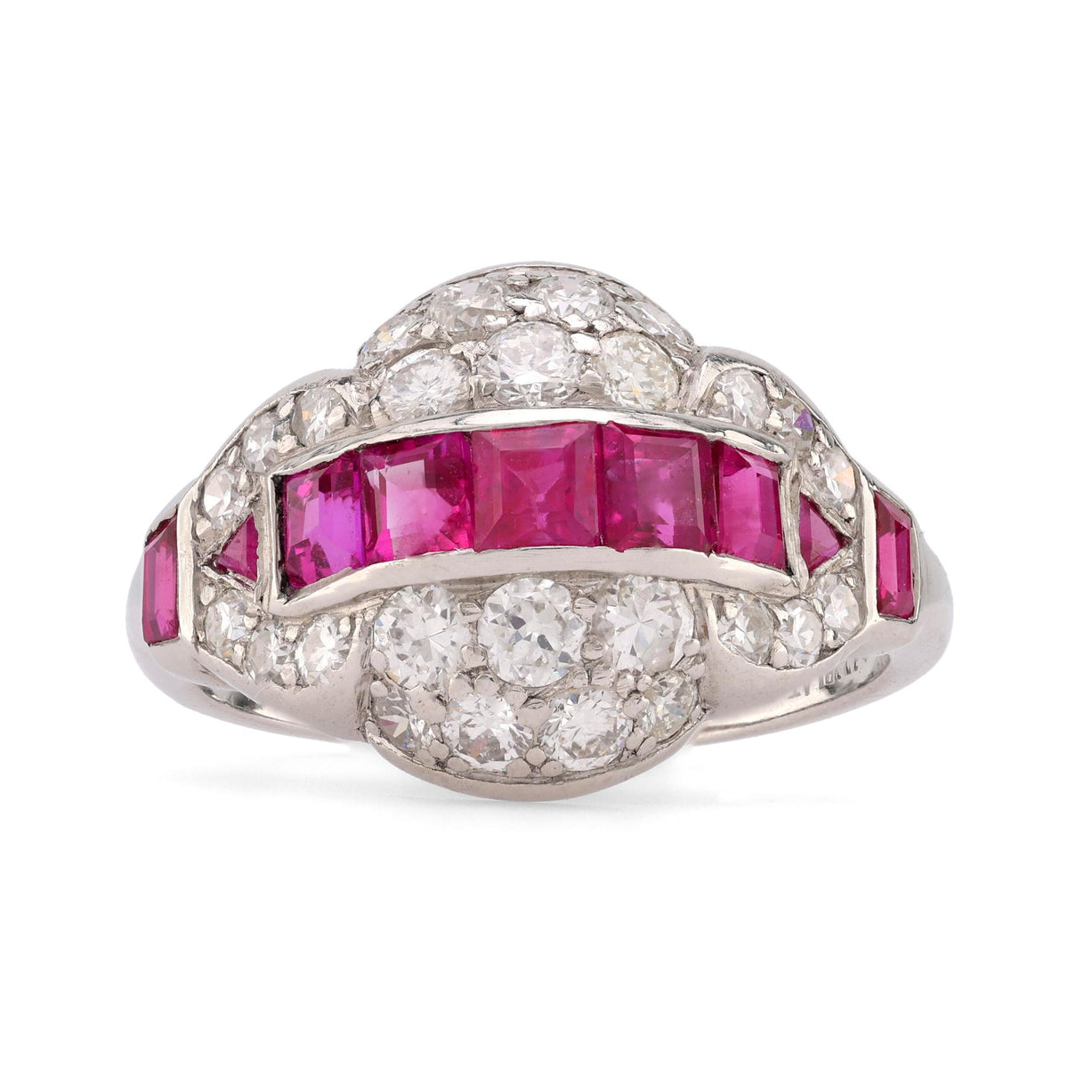 Art Deco Ruby Diamond Platinum Ring