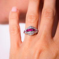 Art Deco Ruby Diamond Platinum Ring