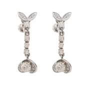 Mid Century Diamond 14K White Gold Earrings