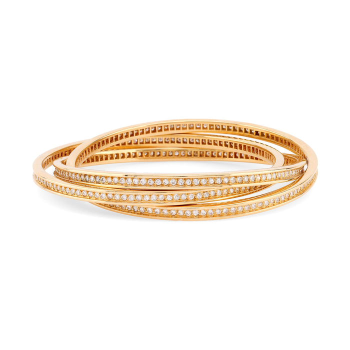 Cartier French 6.5 Carat Diamond 18K Yellow Gold Trinity Bangle