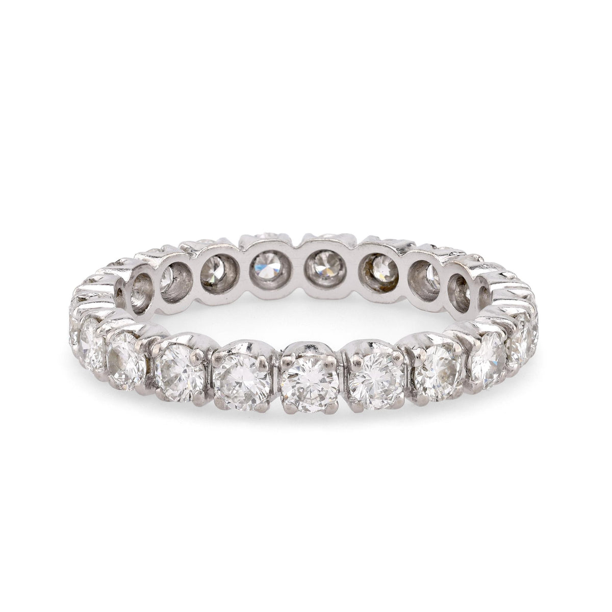 Mid Century French Diamond 18K White Gold Eternity Band