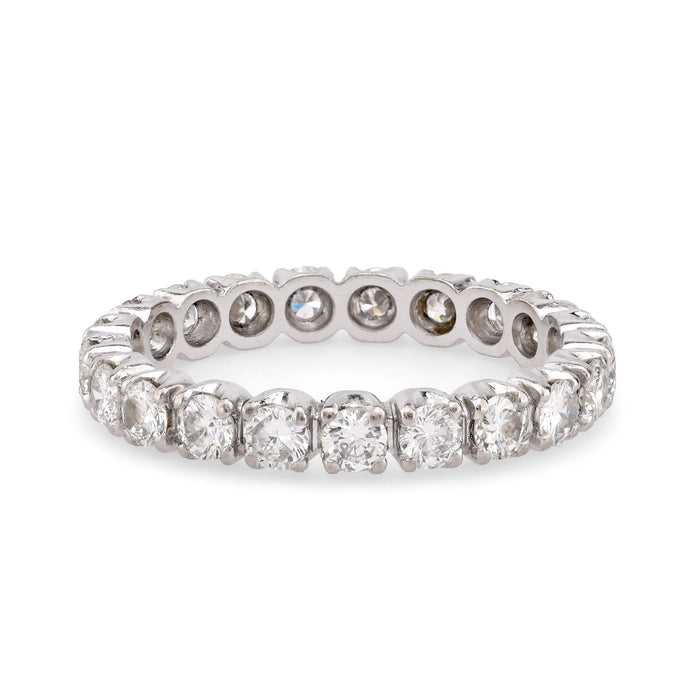 Mid Century French Diamond 18K White Gold Eternity Band