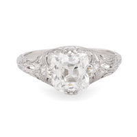 Art Deco GIA 1.50 carat old mine diamond platinum engagement ring